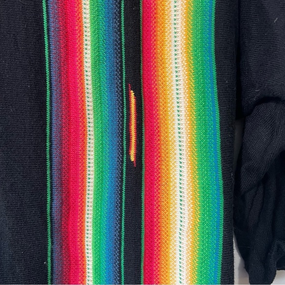 Striped Serape Knit Top Colorful Accent‎ 3/4 Sleeve Boat Neck Pullover - Picture 6 of 8